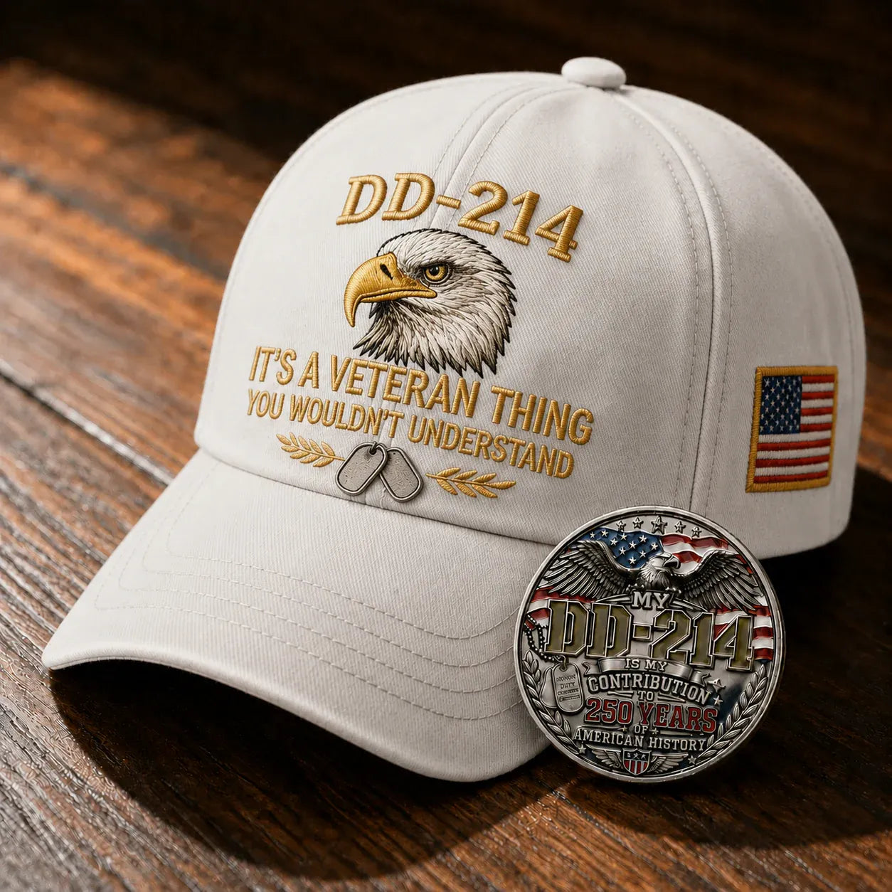 DD-214 Veteran 3D Embroidered Cap - “IT'S A VETERAN THING YOU WOULDN'T UNDERSTAND”🎁 Free Honor Coin With Every Cap Purchase