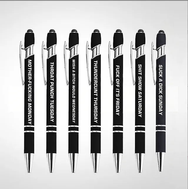 💝Funny Stress-Relief Daily Quotes Metal Ballpoint Pen Set (7 Pcs)