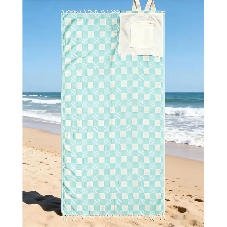 💕100% Organic Cotton🏖️ 2-in-1 Convertible Towel & Backpack with Inner Zip Pocket & Sand-Repelling Fabric