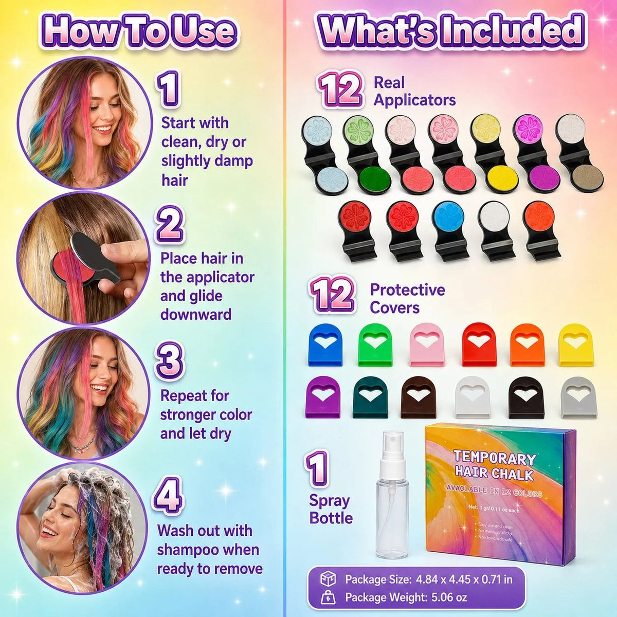 🔥50% OFF - 🌈12-Color Temporary Hair Chalk Applicator Set