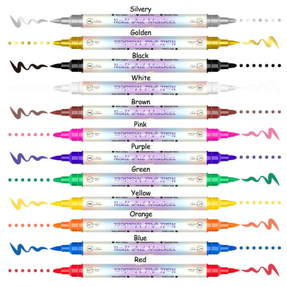 🎨Dual-Tip Nail Art Marker Pens – 12/24 Color Set