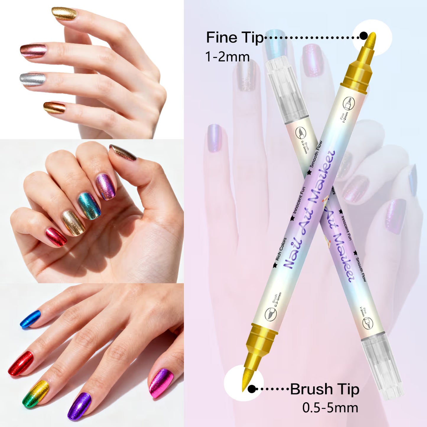 12/24 Colors Nail Art Pens – DIY 3D Markers for Drawing, Dotting & Manicure