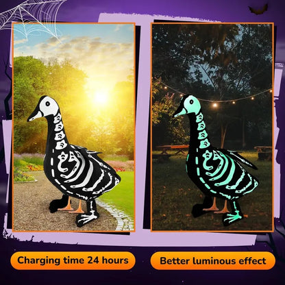 Halloween Porch Goose Outfits Glow in the Dark Skeleton Pumpkin Costume Clothes Accessories for 23'' Plastic/ Cement Goose Statue, Halloween Outdoor Patio Yard Lawn Decoration