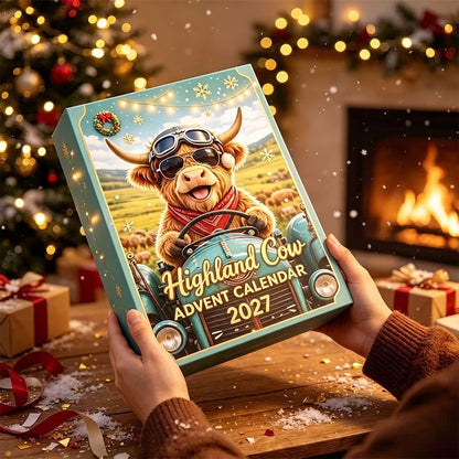 🔥HOT SALE🔥🐮 Highland Cow Advent Calendar 2027 | Cute 3D Highland Cow Mini Figurines Advent Box