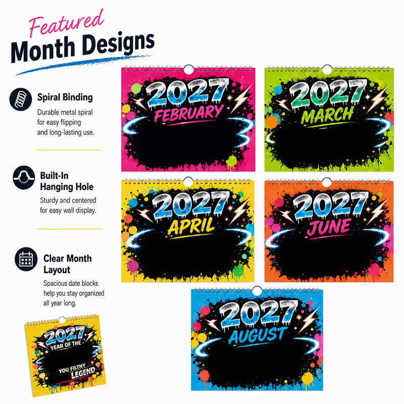 💥Early Bird Sale —🎁2027 Year of the  Wall Calendar – Bold Graffiti Humor Calendar📆🌟
