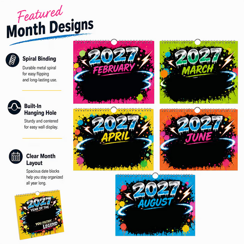 💥Early Bird Sale —🎁2027 Year of the  Wall Calendar – Bold Graffiti Humor Calendar📆🌟