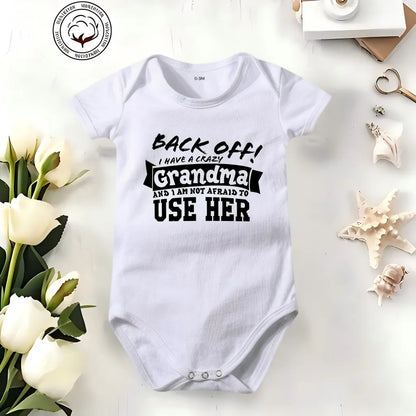 🔥Hot Sale🌟👶 "Back Off! I Have a Crazy Grandpa" Cute Cotton Baby Bodysuit