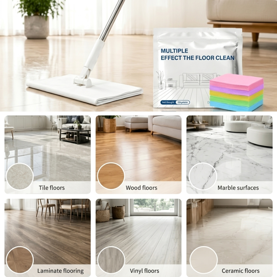 60-Pieces Multi-Effect Floor Cleaning Sheets — Eco-Friendly Dissolving Floor Cleaner Paper for Hardwood, Tile, & Laminate