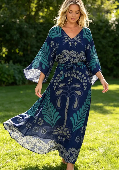 Bohemian V-Neck Loose Dress