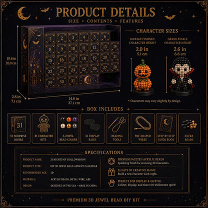 🧘Relaxing & Beginner-Friendly-🎃31 Nights of Hollowmoon DIY 3D Jewel Bead Countdown Calendar