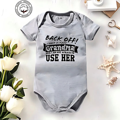 🔥Hot Sale🌟👶 "Back Off! I Have a Crazy Grandpa" Cute Cotton Baby Bodysuit