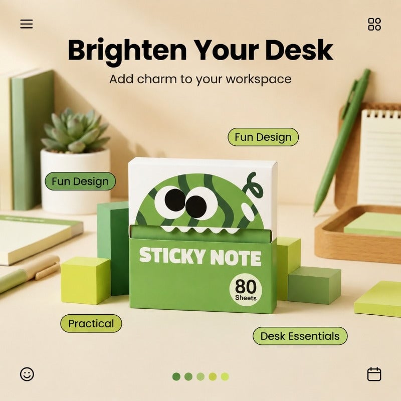 Cute Fruit Monster Pop-Up Sticky Notes