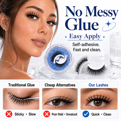 No-Glue Self-Adhesive Reusable Lashes😍