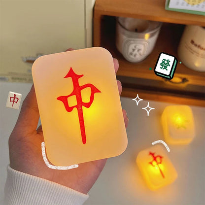 Cute Mahjong LED Night Light 🀄️ Aesthetic Room Decor & Creative Ambient Lamp ✨ Kawaii Silicone Bedside Light, Unique Novelty Gift for Game Lovers 🎁