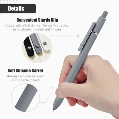 🔥Black Gel Pens, 6Pcs 0.5mm Gel Pens Fine Point, Quick Dry Retractable Gel Pen Set, Smooth Writing Pens for Office Work, Note Taking, Black Ink Pens for Men Women(Black)