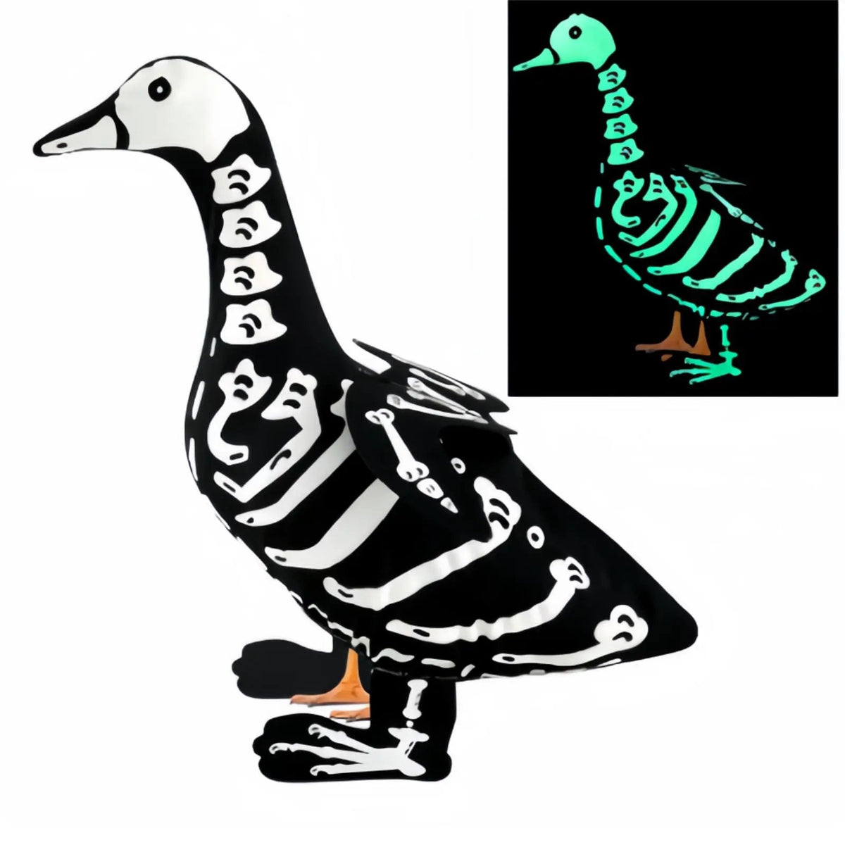Halloween Porch Goose Outfits Glow in the Dark Skeleton Pumpkin Costume Clothes Accessories for 23'' Plastic/ Cement Goose Statue, Halloween Outdoor Patio Yard Lawn Decoration