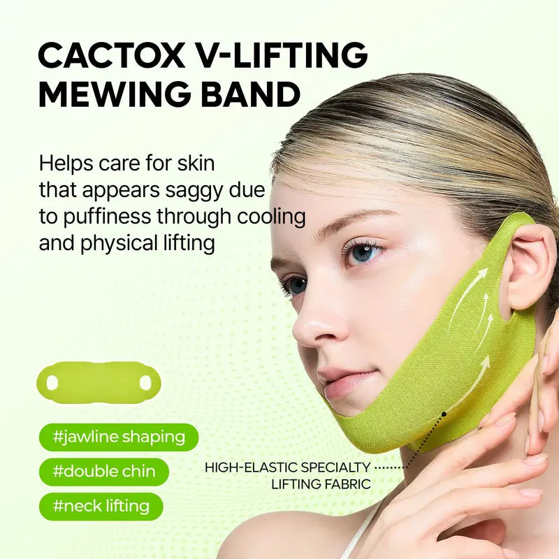 V-LIFTING MEWING BAND with Cactus Cooling Reduce Puffiness & Pore Tightening for Visible Pore Care Skin Repair🎁
