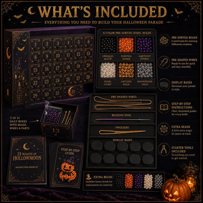 🧘Relaxing & Beginner-Friendly-🎃31 Nights of Hollowmoon DIY 3D Jewel Bead Countdown Calendar