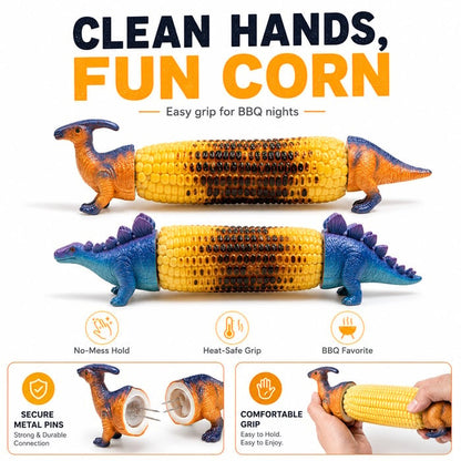 🌽🦖 Dinosaur Corn Holders – Cute Novelty Corn on the Cob Holders for BBQ & Summer Parties