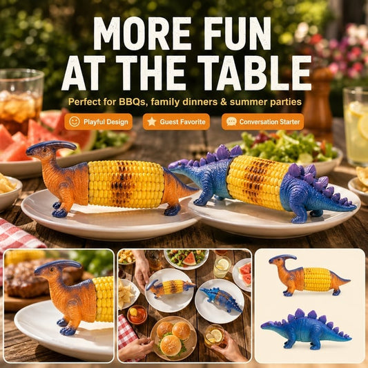 🌽🦖 Dinosaur Corn Holders – Cute Novelty Corn on the Cob Holders for BBQ & Summer Parties