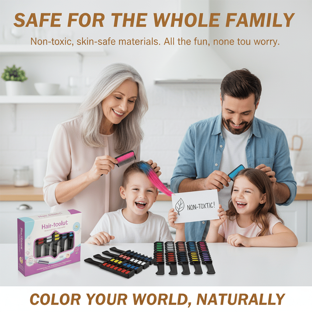✨Instant Washable Hair Chalk Comb Set - Mess-Free Temporary Hair Color for Kids & Parties🎆