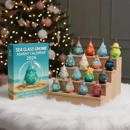 🌊🧝‍♂️ Sea Glass Gnome Advent Calendar 2026 | 24 Coastal Gnome Charms for Christmas Countdown, Tree Decor & Holiday Gifts 🎄✨