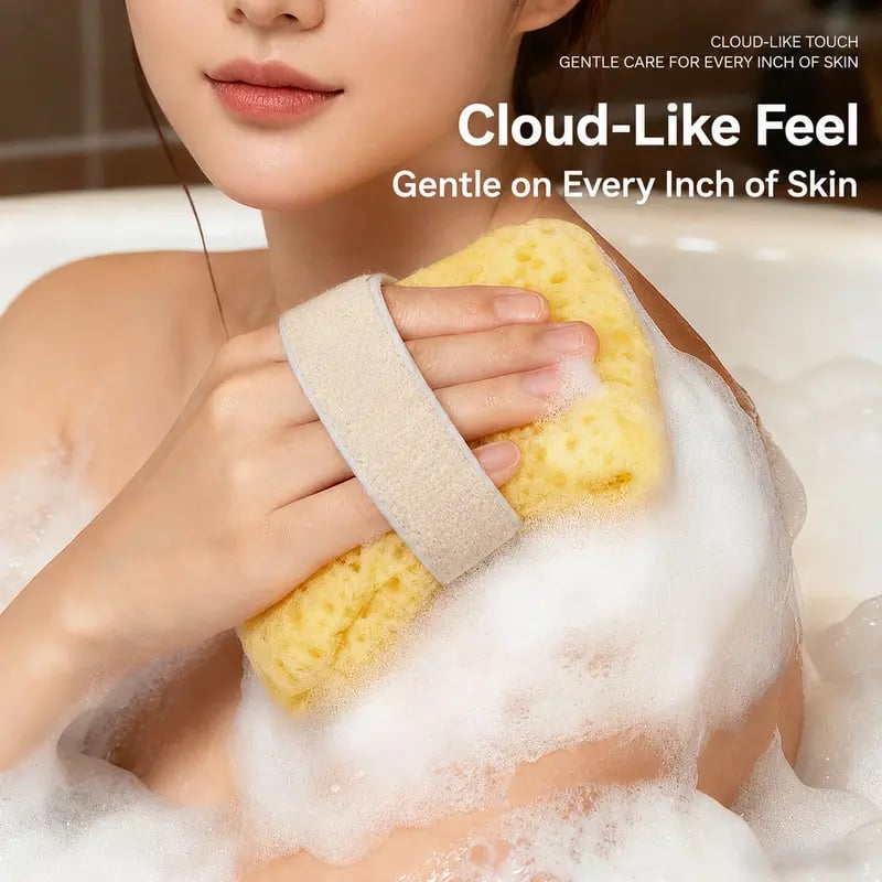 🧽 2-Pack Soft Bath Sponge with Soap Pocket | Quick Foaming Shower Scrub Sponge for Smooth Skin & Daily Body Cleaning ✨