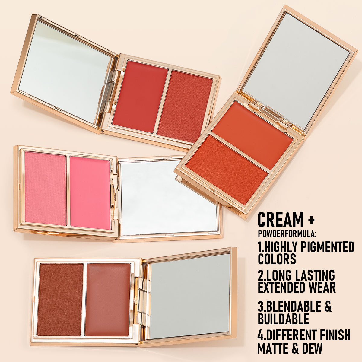 Double-Take Cream & Powder Blush Duo | Long-Lasting 2-in-1 Cheek Color Palette ✨