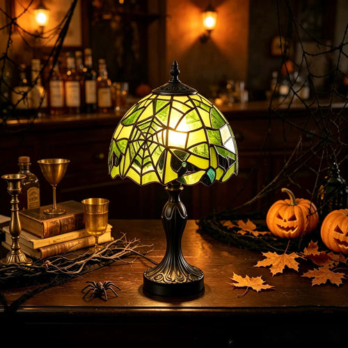 2026 New Halloween Glass Spiderweb Lamp