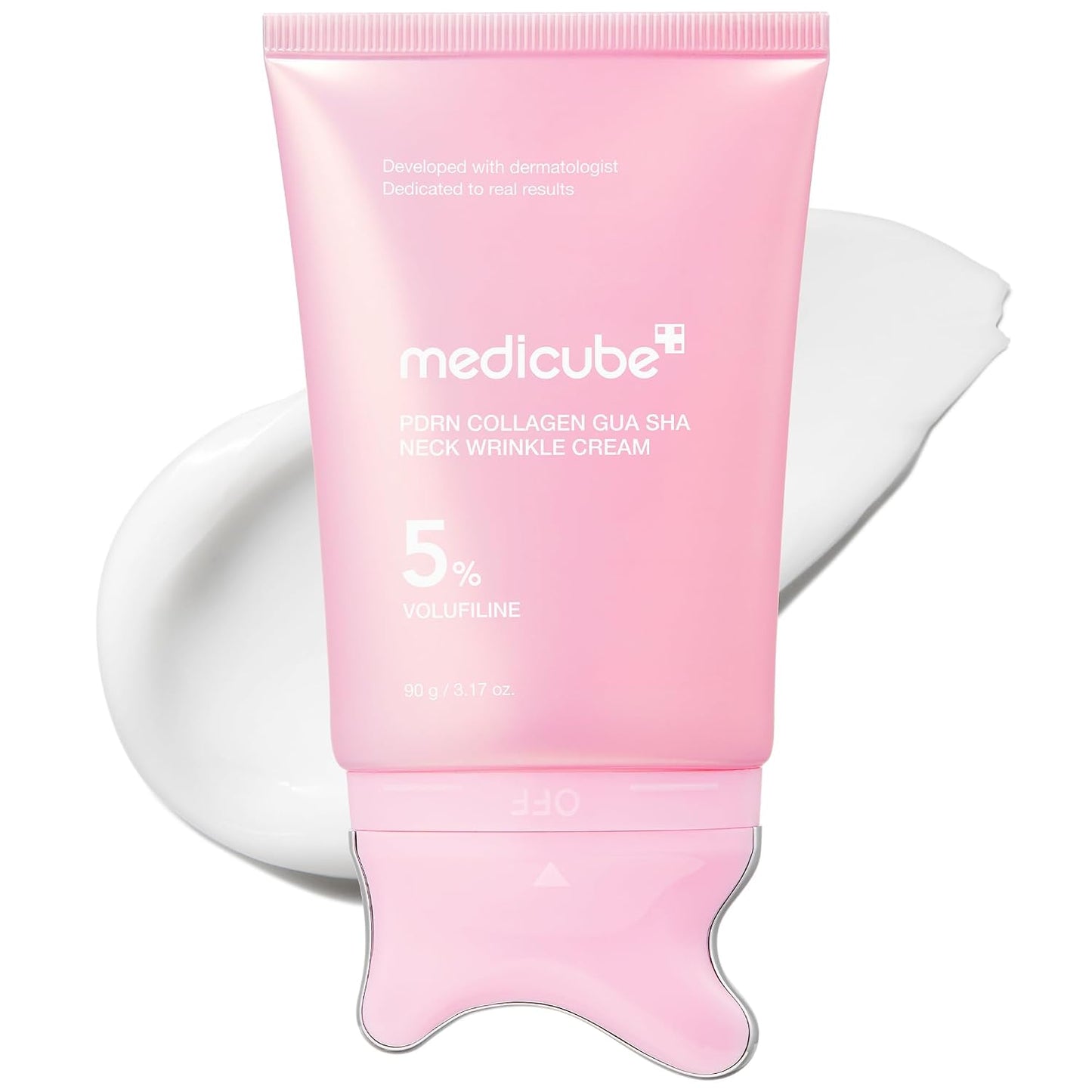 Medicube PDRN Collagen Gua Sha Neck Wrinkle Cream | Built-In Gua Sha Massager with Volufiline 5% + PDRN | Korean Skincare