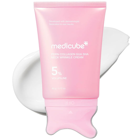 Medicube PDRN Collagen Gua Sha Neck Wrinkle Cream | Built-In Gua Sha Massager with Volufiline 5% + PDRN | Korean Skincare