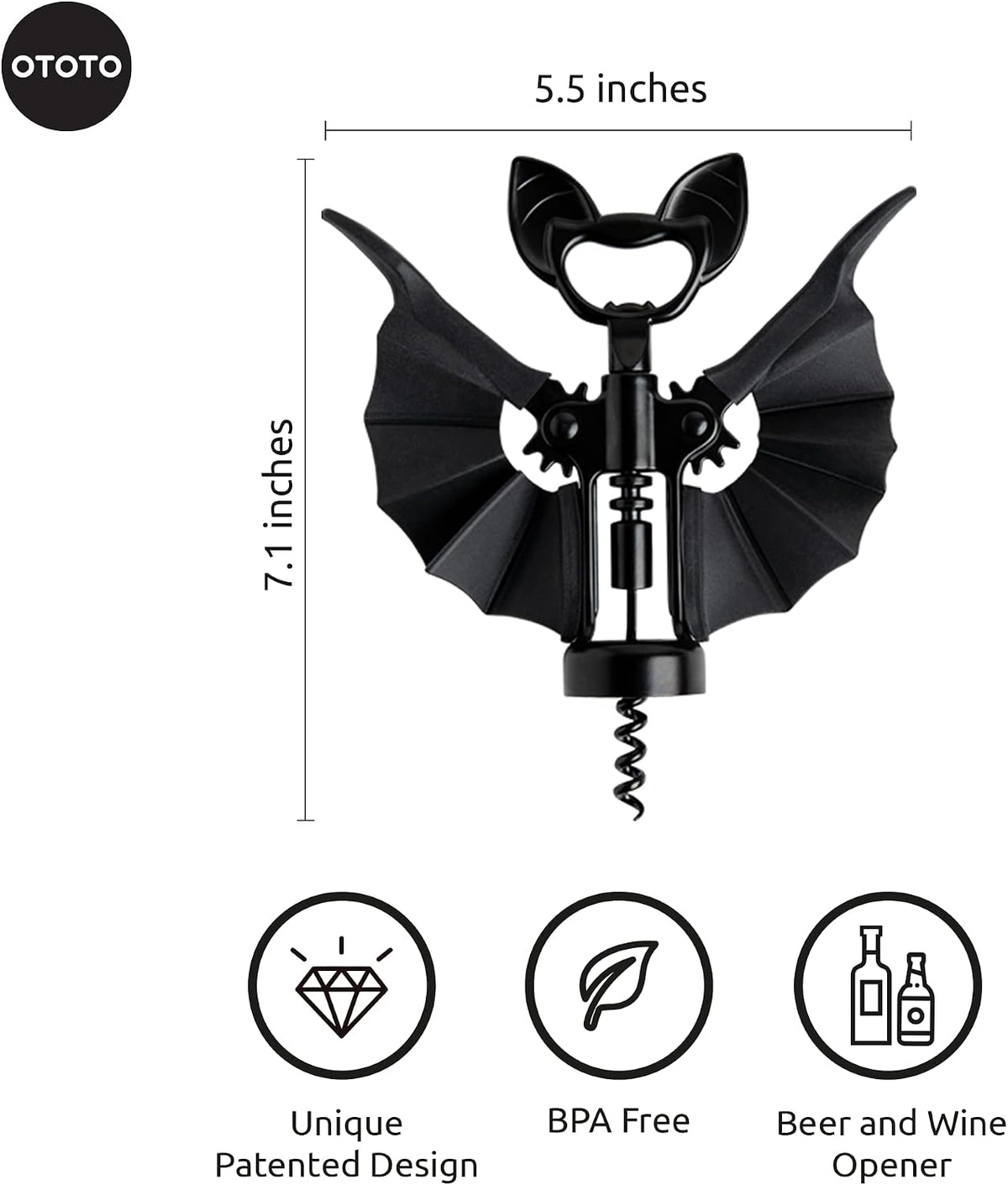 Gothic-Style Vino Spooky Bat 2-in-1 Wine & Beer Opener