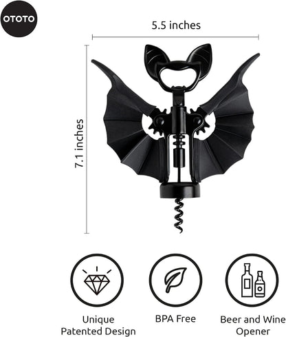 Gothic-Style Vino Spooky Bat 2-in-1 Wine & Beer Opener