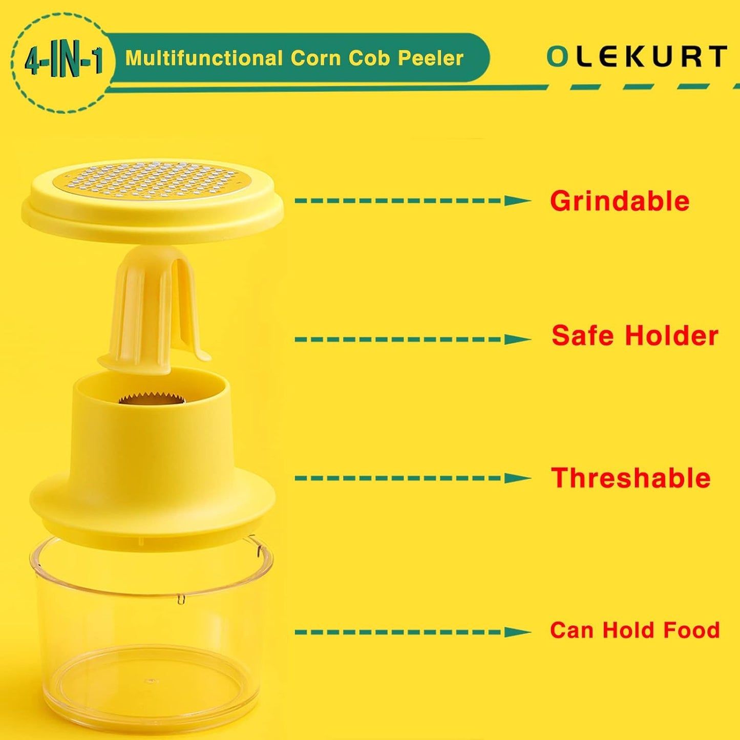 Corn Cob Stripper Tool, Corn Peeler for Corn on the Cob (Yellow)