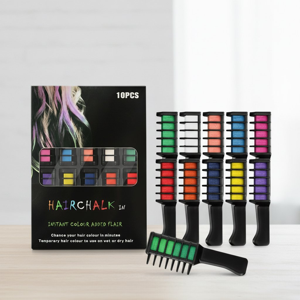 ✨Instant Washable Hair Chalk Comb Set - Mess-Free Temporary Hair Color for Kids & Parties🎆