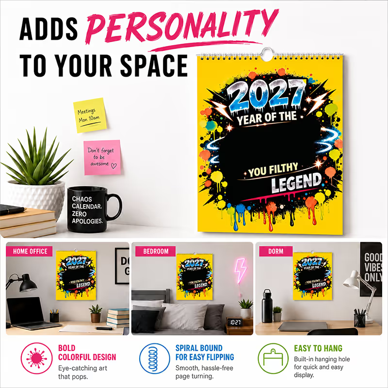 💥Early Bird Sale —🎁2027 Year of the  Wall Calendar – Bold Graffiti Humor Calendar📆🌟