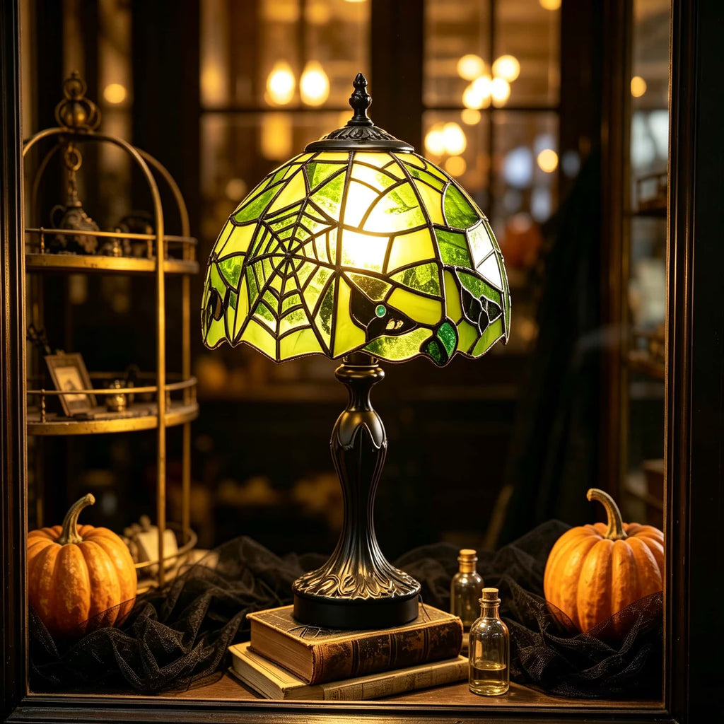2026 New Halloween Glass Spiderweb Lamp