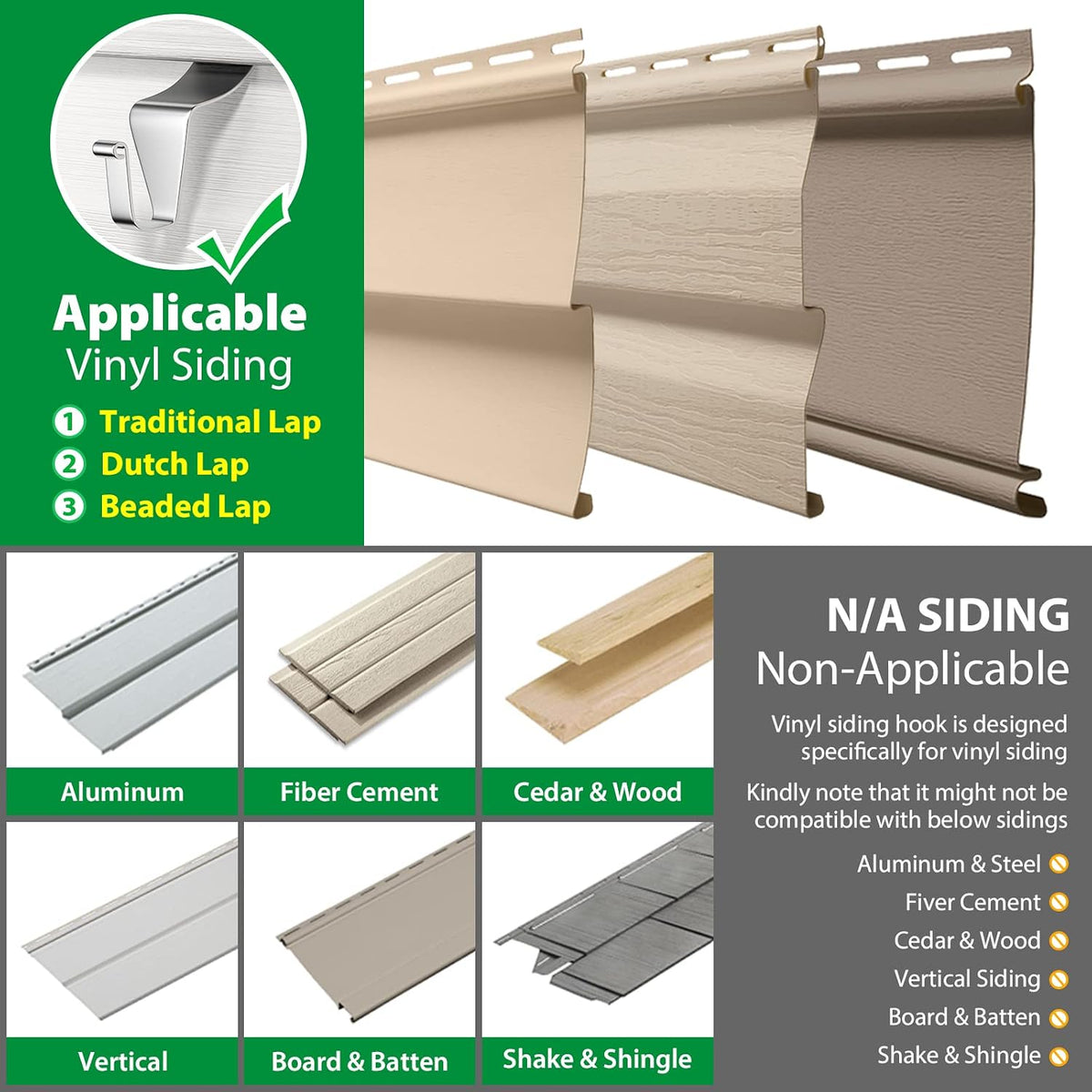 10 Pack Vinyl Siding Hooks