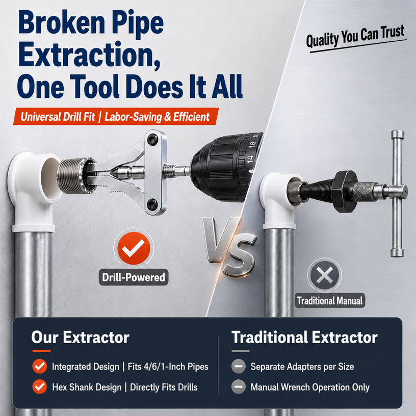Drill-Powered Pipe & Thread Removal Tool