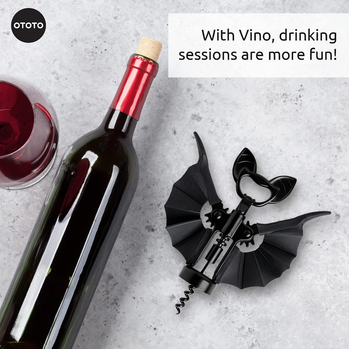 Gothic-Style Vino Spooky Bat 2-in-1 Wine & Beer Opener