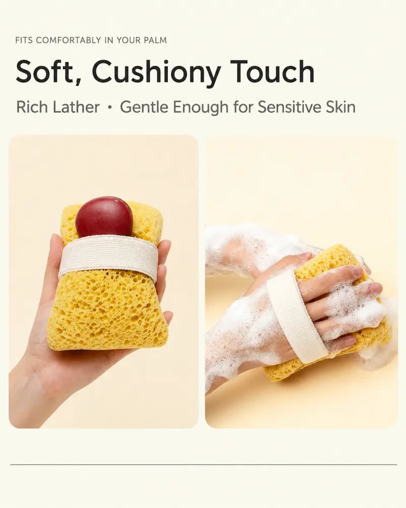 🧽 2-Pack Soft Bath Sponge with Soap Pocket | Quick Foaming Shower Scrub Sponge for Smooth Skin & Daily Body Cleaning ✨