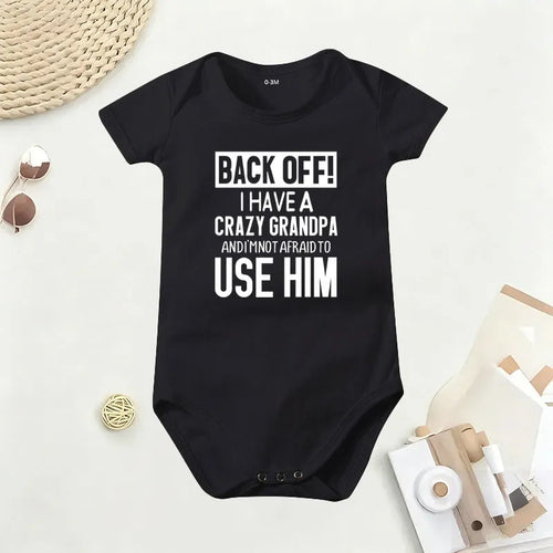 🔥Hot Sale🌟👶 "Back Off! I Have a Crazy Grandpa" Cute Cotton Baby Bodysuit