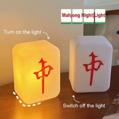 Cute Mahjong LED Night Light 🀄️ Aesthetic Room Decor & Creative Ambient Lamp ✨ Kawaii Silicone Bedside Light, Unique Novelty Gift for Game Lovers 🎁