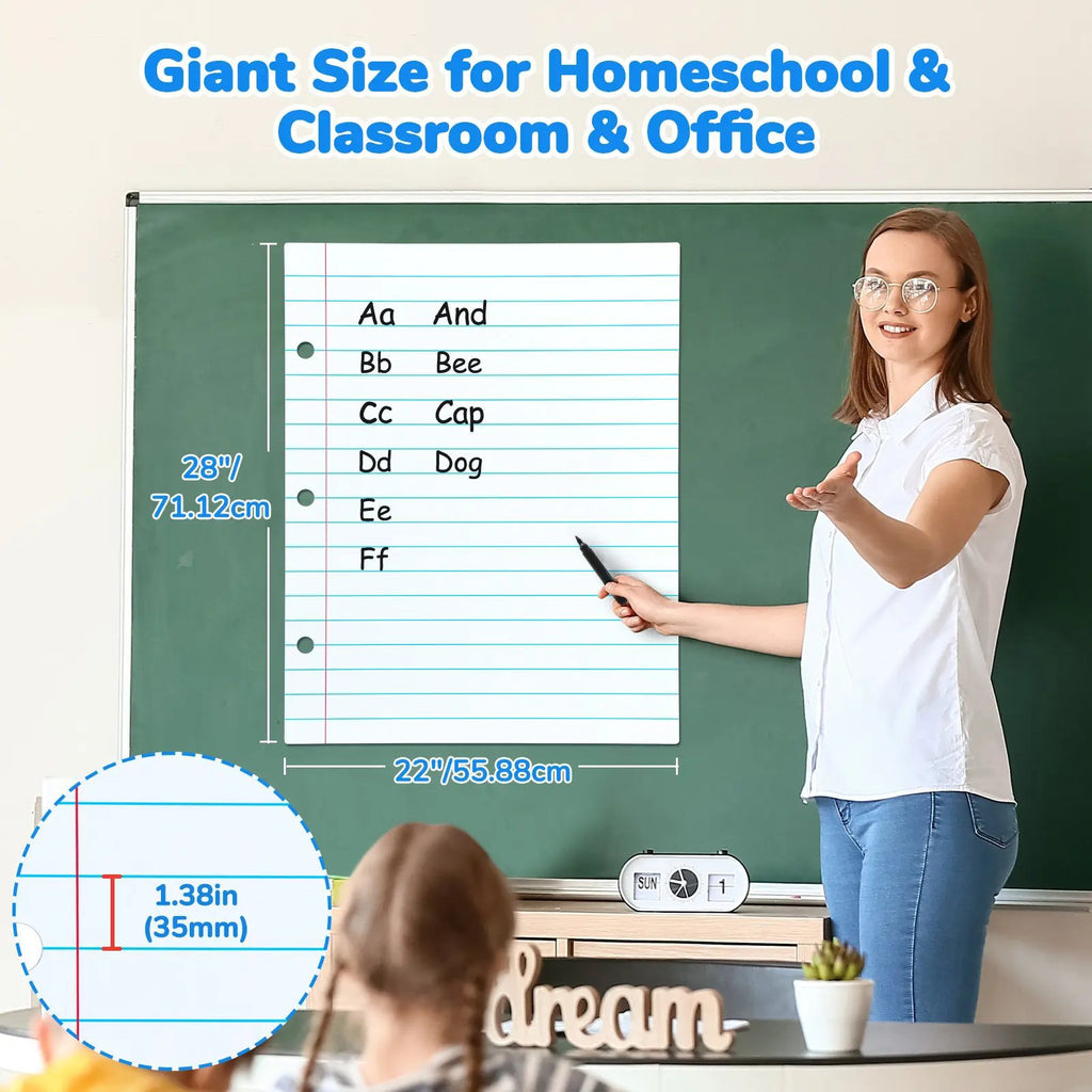📝✨Giant Magnetic Lined Paper Whiteboard 28” x 22”