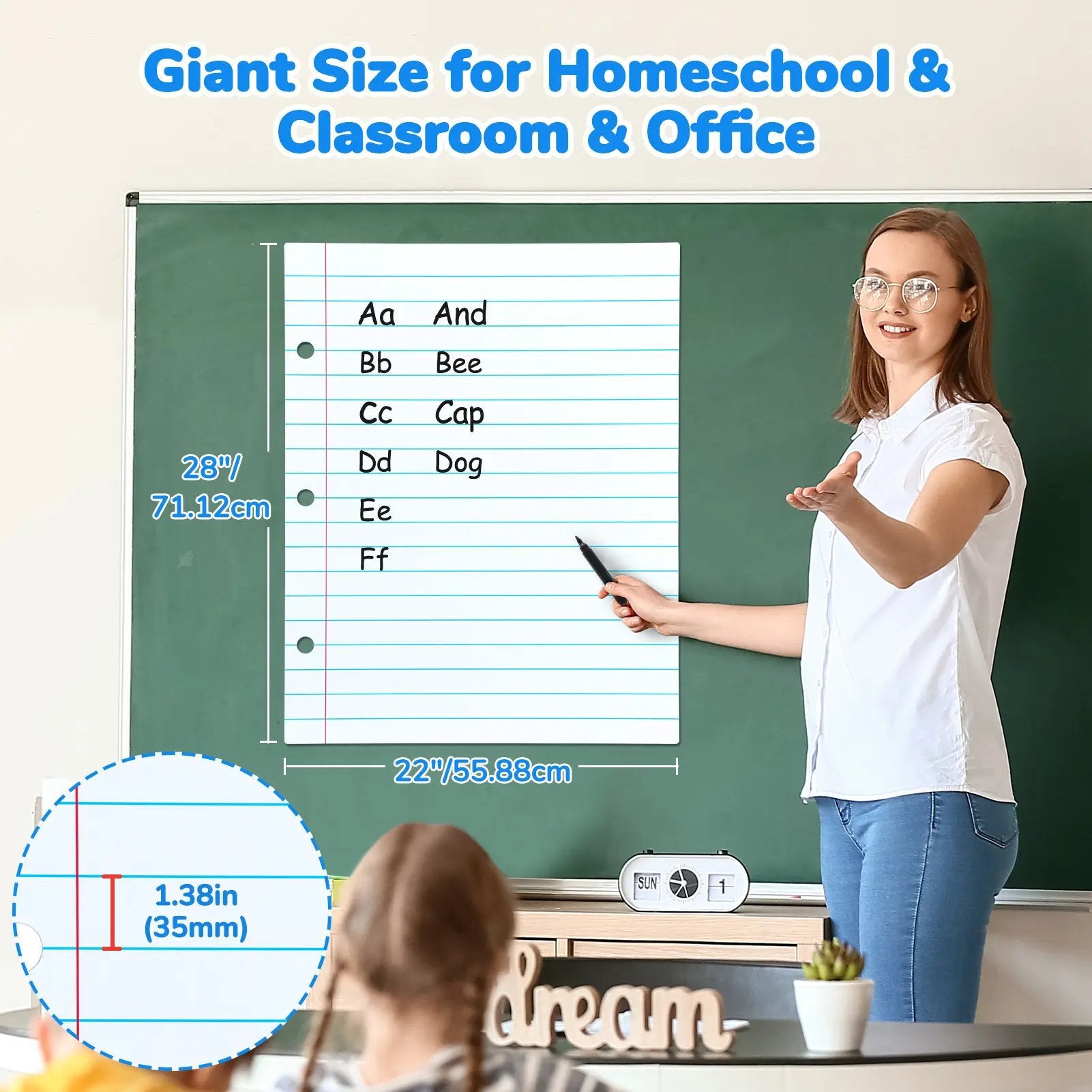 📝✨Giant Magnetic Lined Paper Whiteboard 28” x 22”