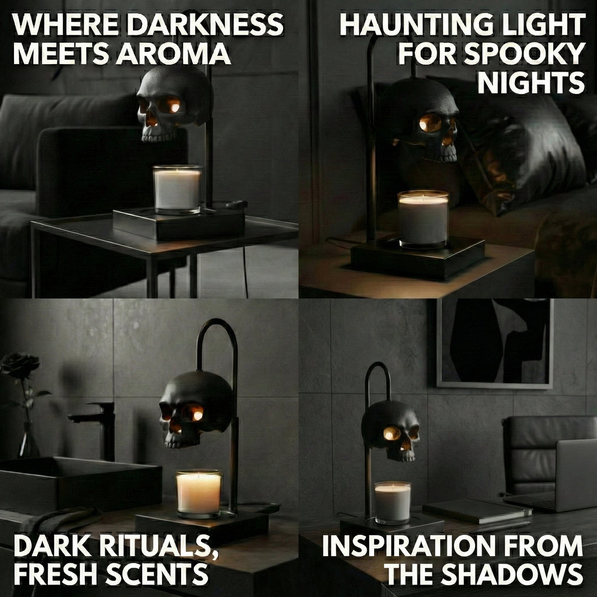 Nomnu Gothic Skull Candle Warmer Lamp | Spooky Halloween Decor & Flame-Free Wax Melter for Home Fragrance 💀🕯️👻