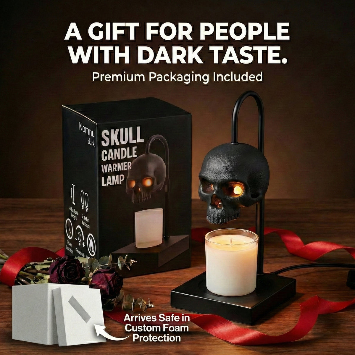 Nomnu Gothic Skull Candle Warmer Lamp | Spooky Halloween Decor & Flame-Free Wax Melter for Home Fragrance 💀🕯️👻