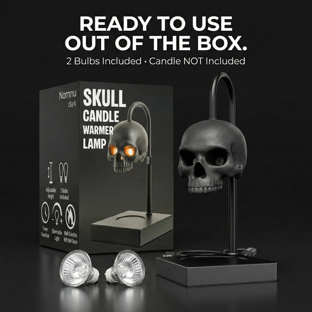 Nomnu Gothic Skull Candle Warmer Lamp | Spooky Halloween Decor & Flame-Free Wax Melter for Home Fragrance 💀🕯️👻