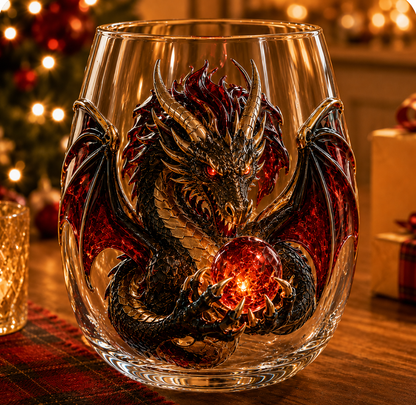 🐉✨ 3D Dragon GlassArt Cup I Luxury Raised FantasyGlassware for Whiskey, HomeBar Decor & Legendary Gifts 🎁