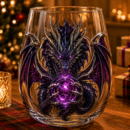 🐉✨ 3D Dragon GlassArt Cup I Luxury Raised FantasyGlassware for Whiskey, HomeBar Decor & Legendary Gifts 🎁